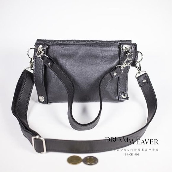 Black Leather Waist Bag | Crossbody Bag - Picture 4 of 10